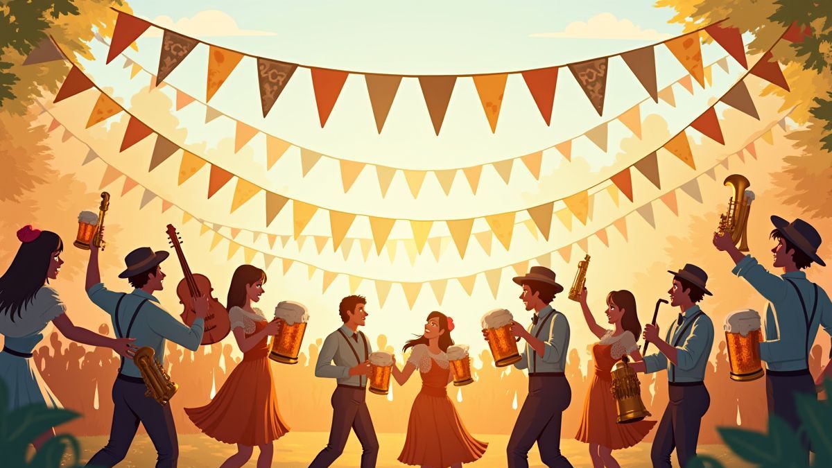 Festival bávaro con música y cerveza.