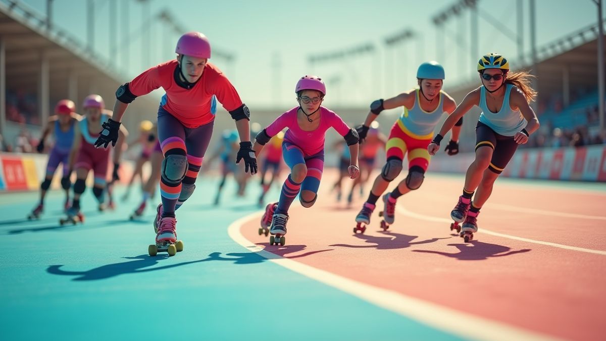 Roller Derby skaters die strijden op een baan.