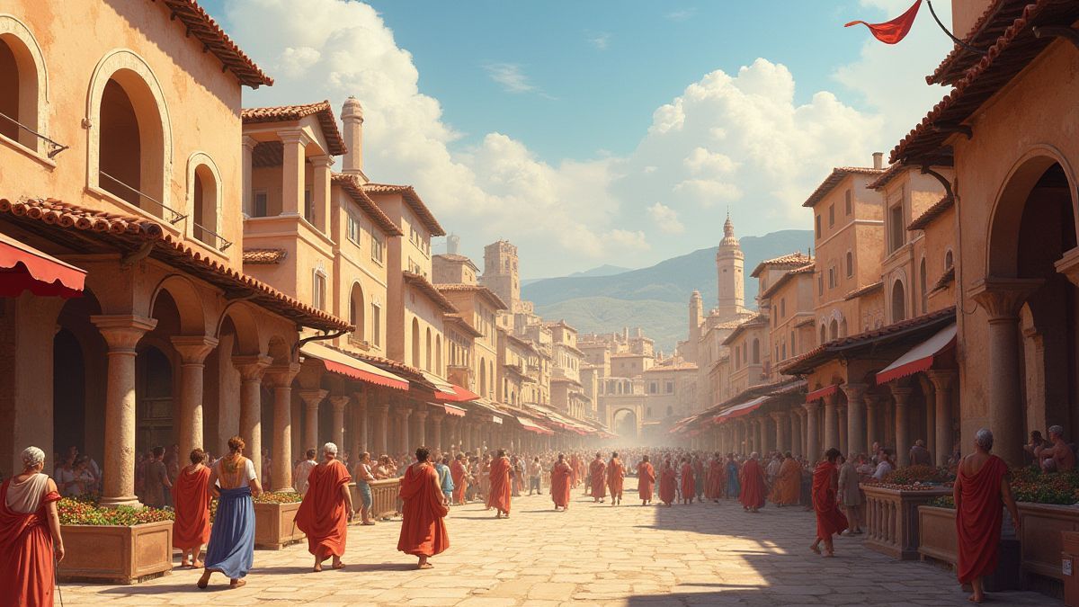 Mercado romano cheio de atividade