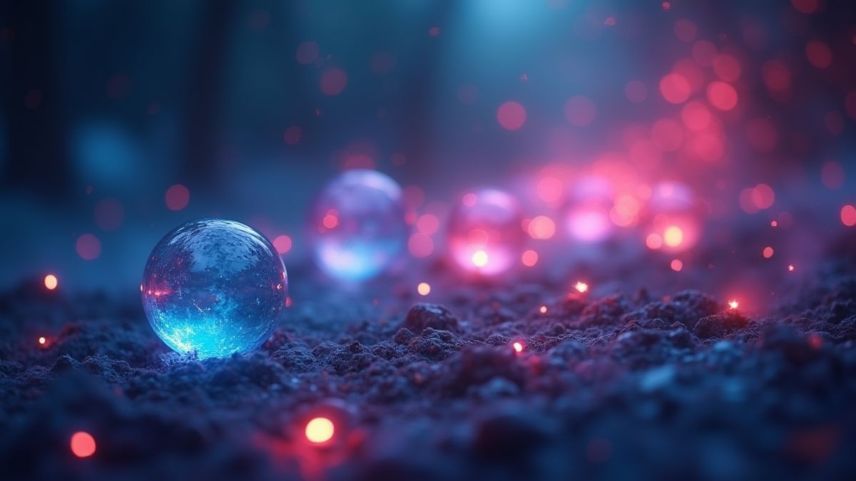 Magische Orbs, die in einer mystischen Umgebung schweben.