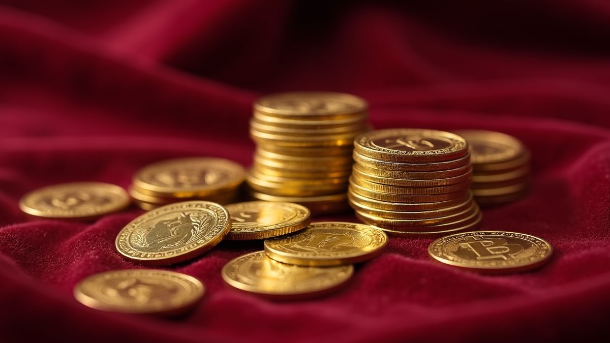 Monnaies dorées sur velours