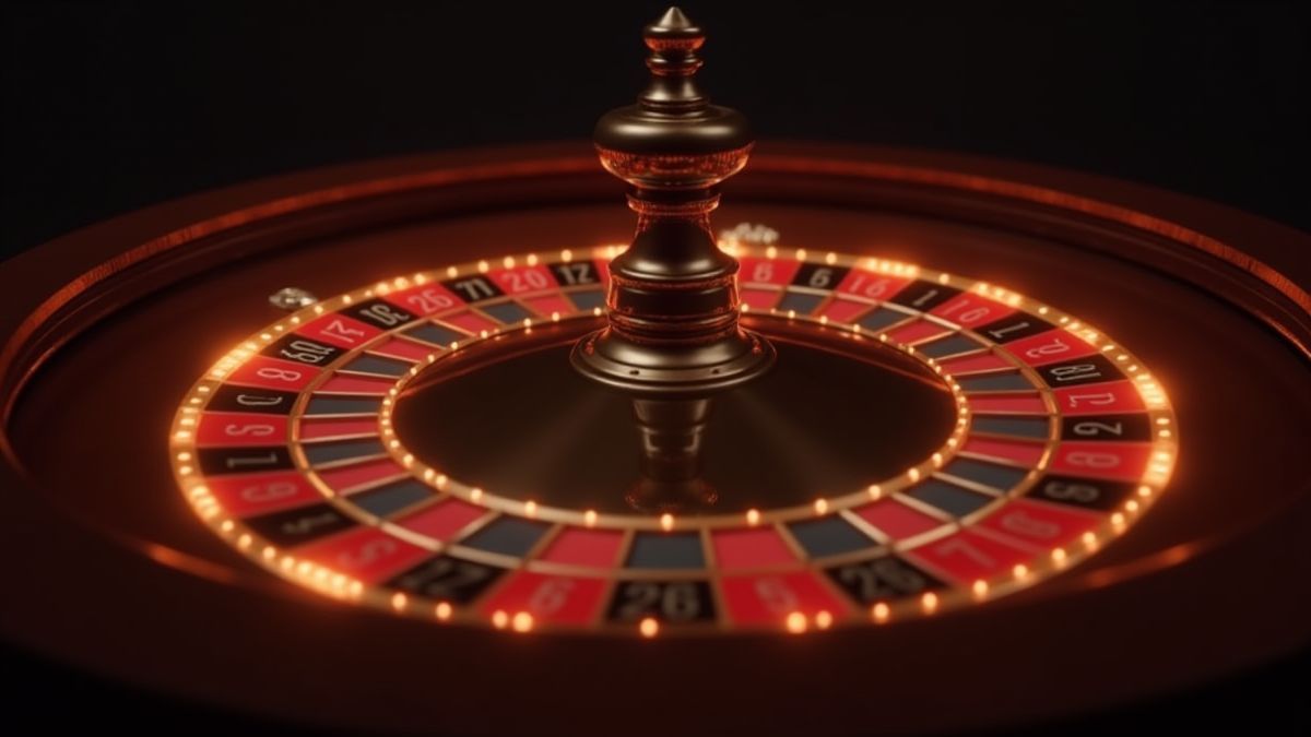 Roulette spinning with glowing numbers.