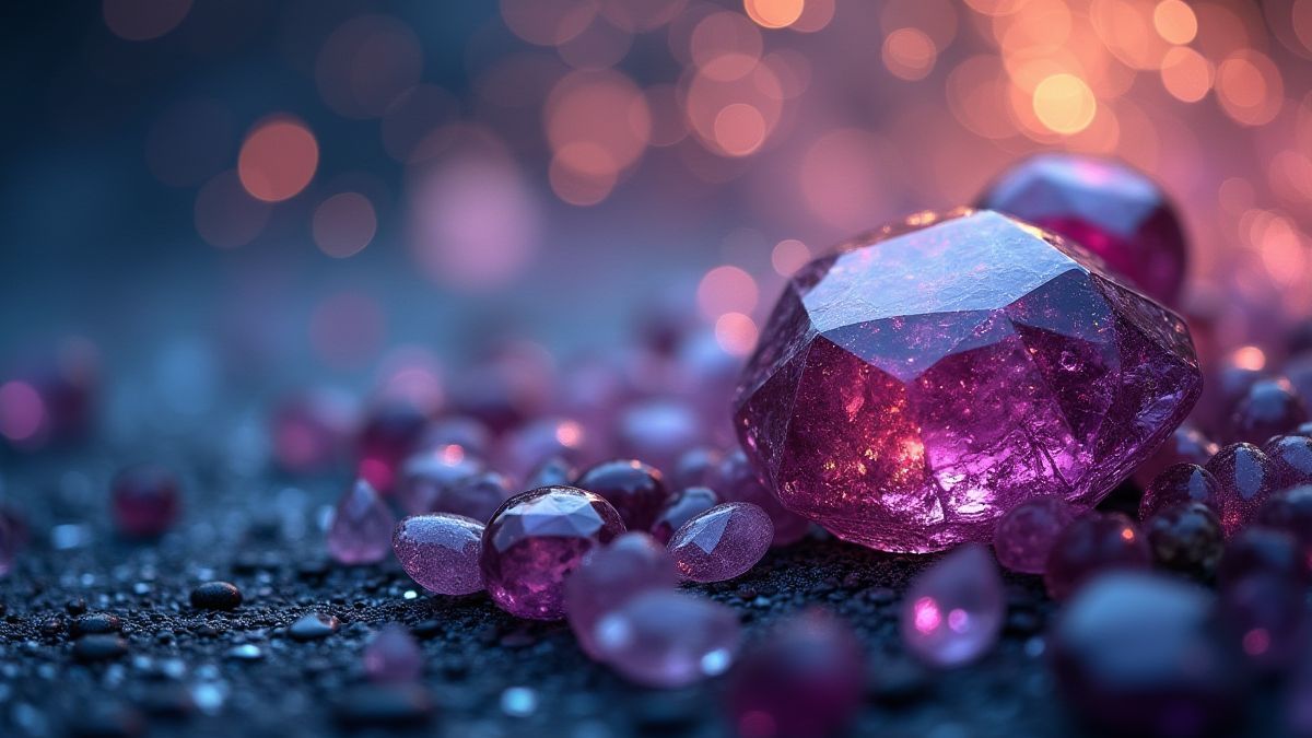 Bright gemstones on a mystical background.
