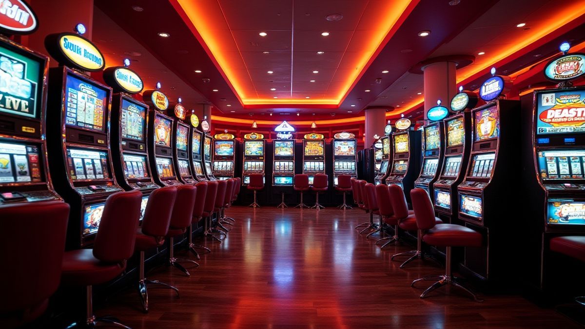 Un casino rétro avec des machines à sous classiques.