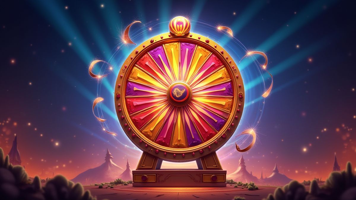 Rueda giratoria con decoraciones de carnaval.