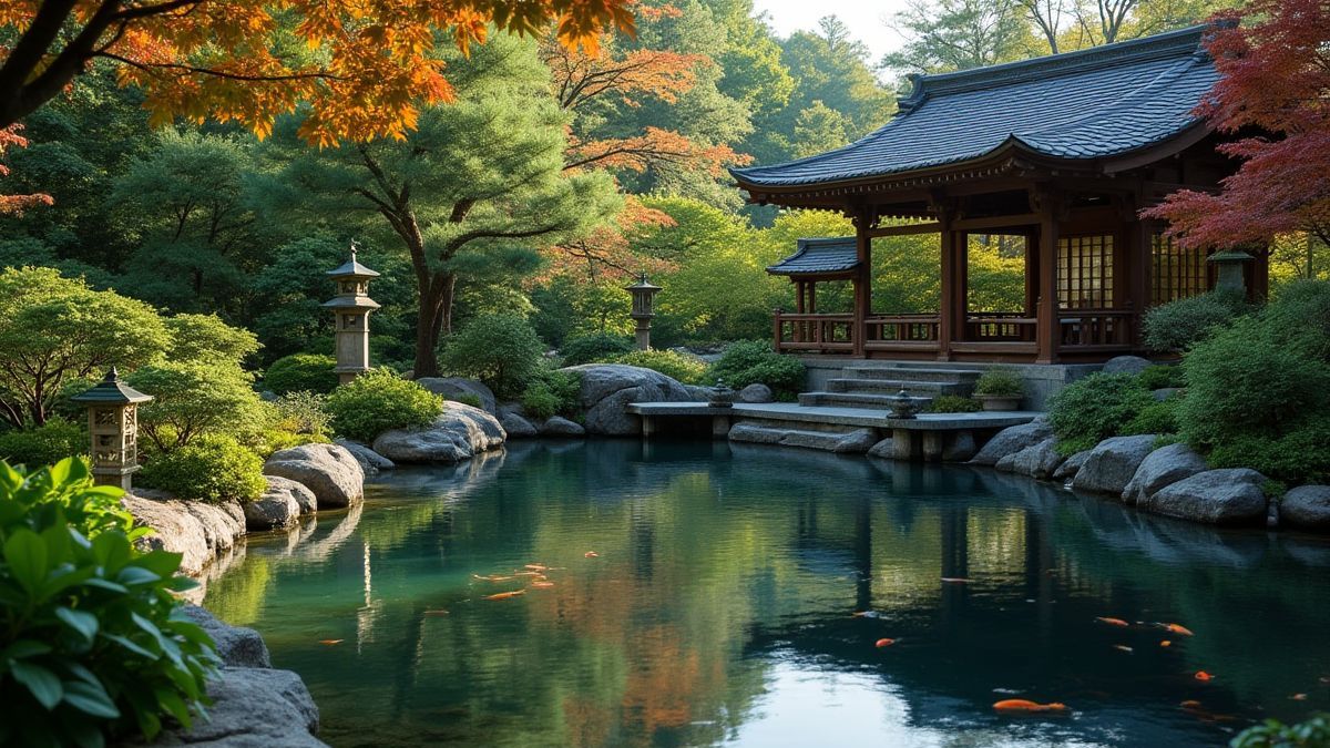 Japanischer Garten mit Koi-Teich