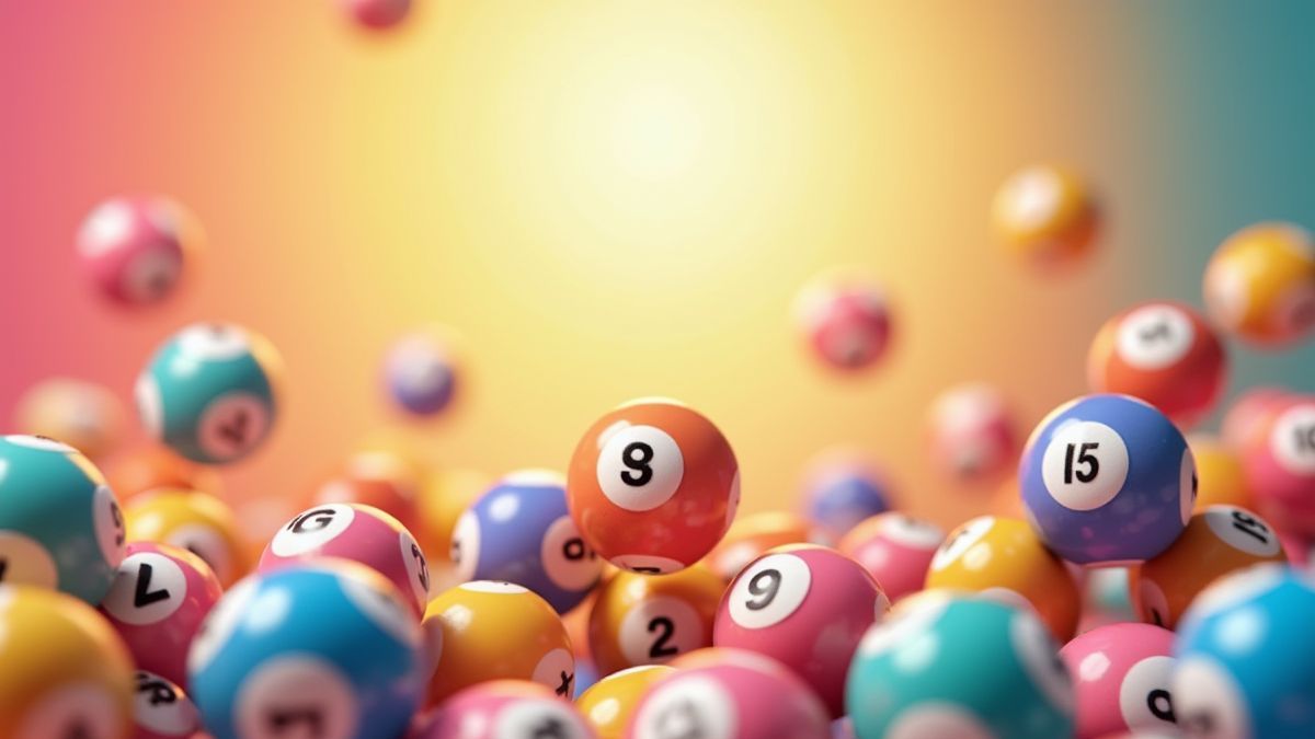 Bolas de bingo coloridas flotando en un entorno alegre