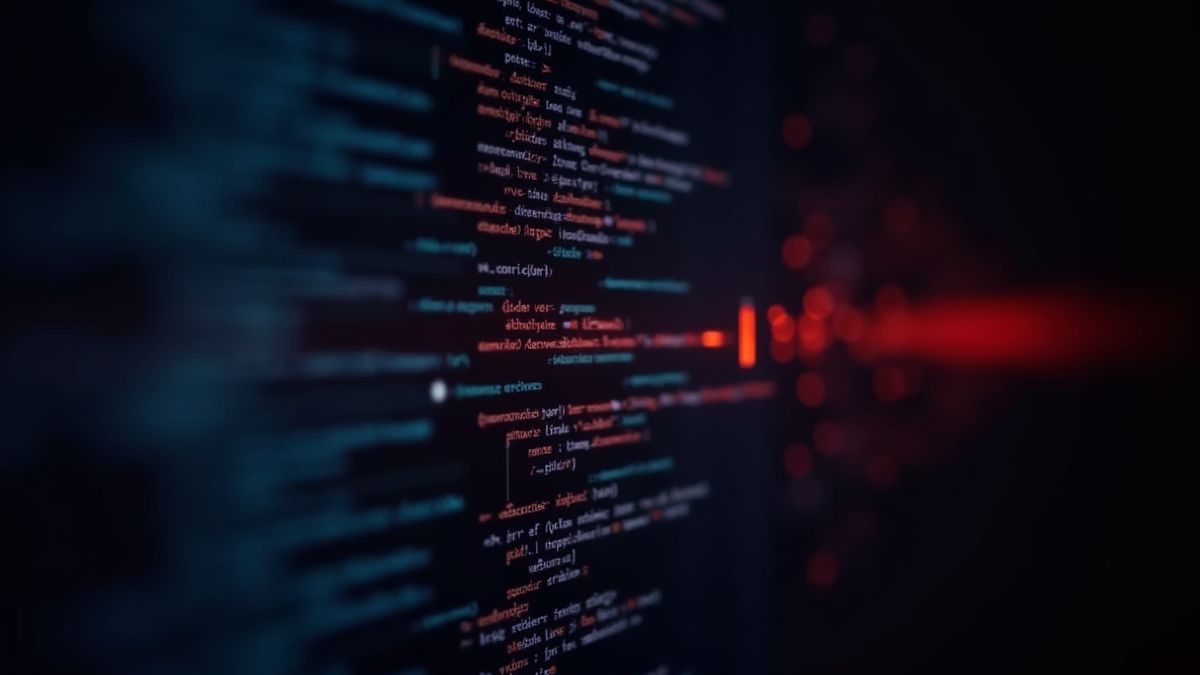 Ein Computerbildschirm zeigt leuchtende Codezeilen.