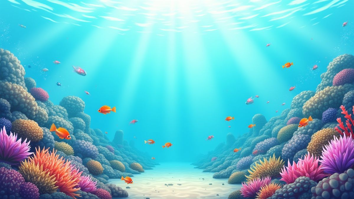 Un arrecife de coral lleno de peces vibrantes en aguas cristalinas.