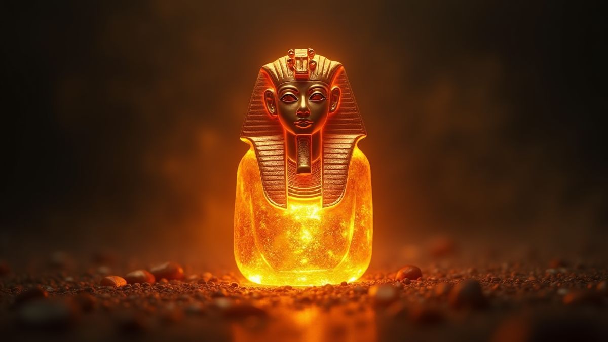 Shining Egyptian amulet surrounded by mystical light.