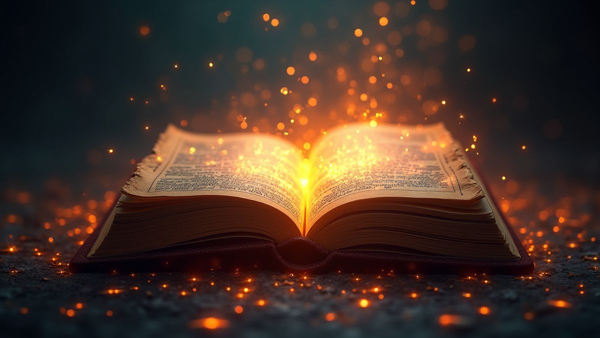 Libro de hechizos rodeado de runas mágicas