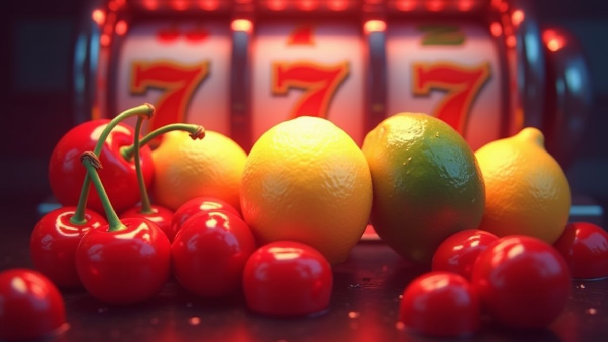 Frutas brillando en una máquina tragaperras