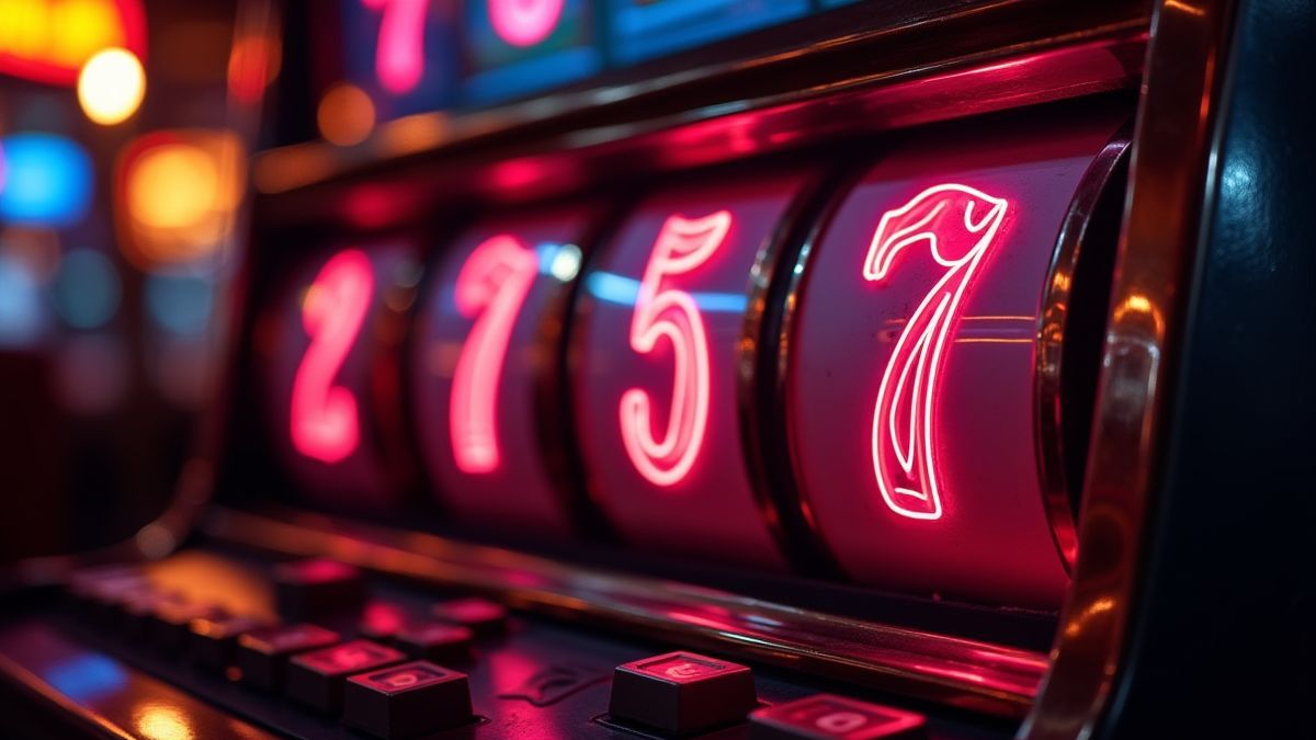 Klassischer Spielautomat mit Neonlichtern
