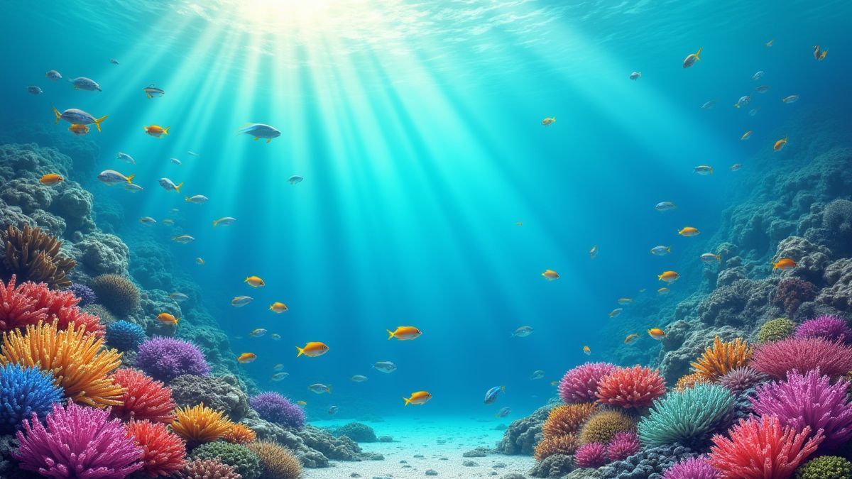 Corales y peces tropicales bajo el agua
