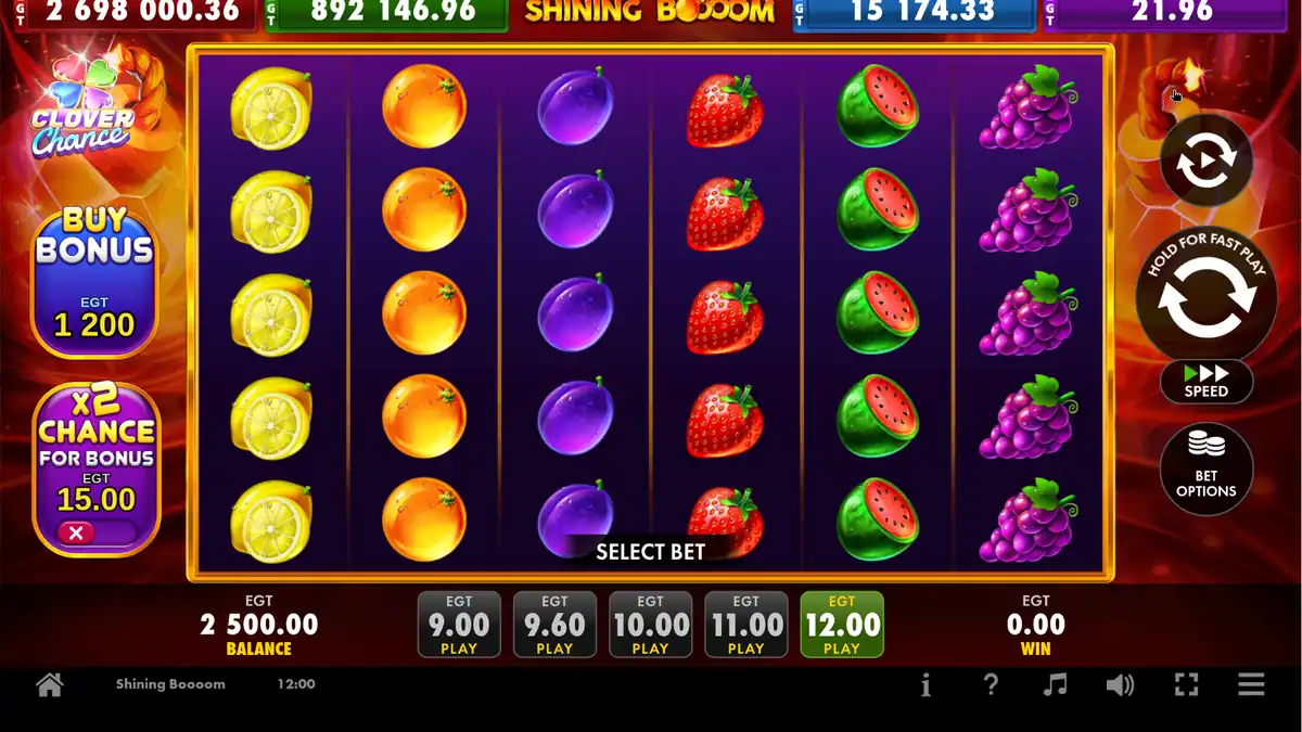 Pantalla del juego base de Shining Boooom