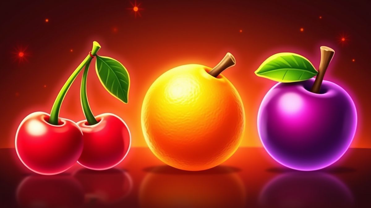 Klassieke vruchten stralend met een brandende retro achtergrond.