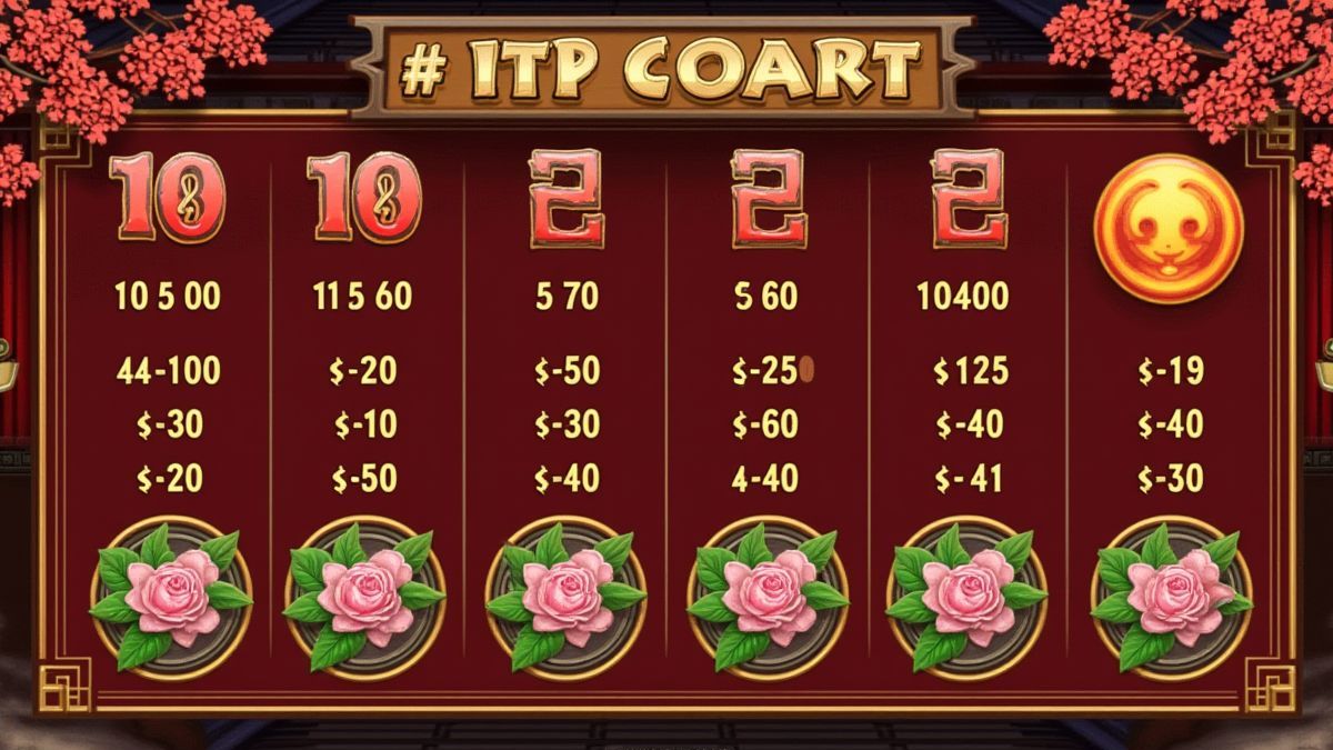 Gráfico mostrando RTP e linhas de pagamento com decorções japonesas