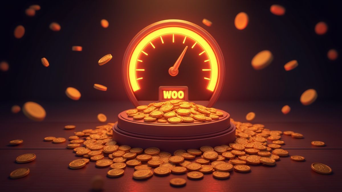 Leuchtendes Jackpot-Meter mit fallenden Münzen.
