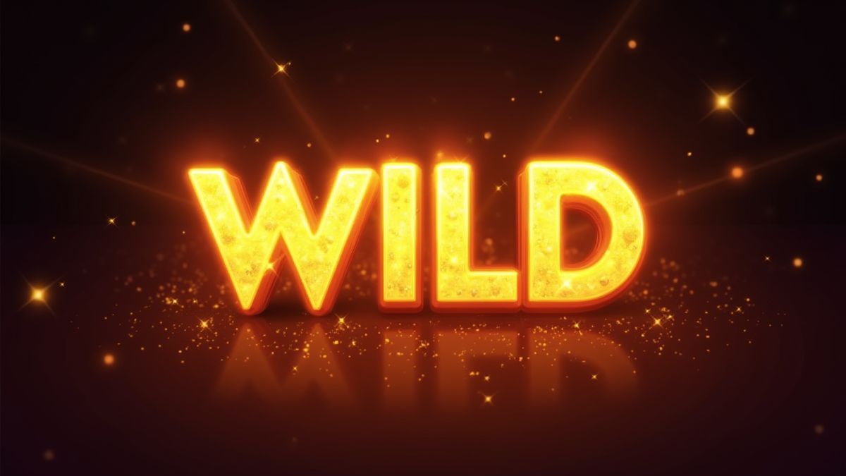 Símbolo Wild dorado brillante en una pantalla de juego.