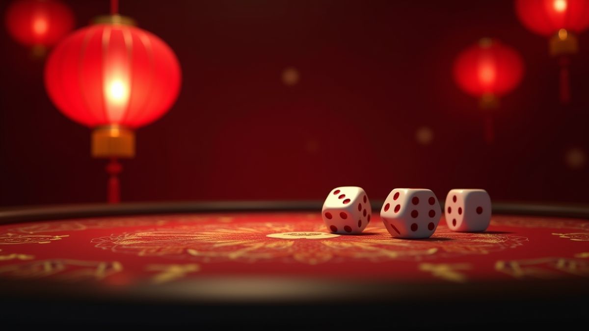 Mesa de casino con temática china y dados