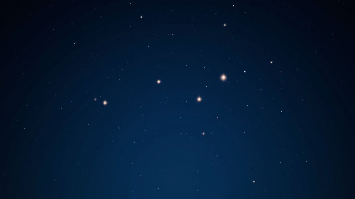 Night sky filled with glowing silver stars and constellations.