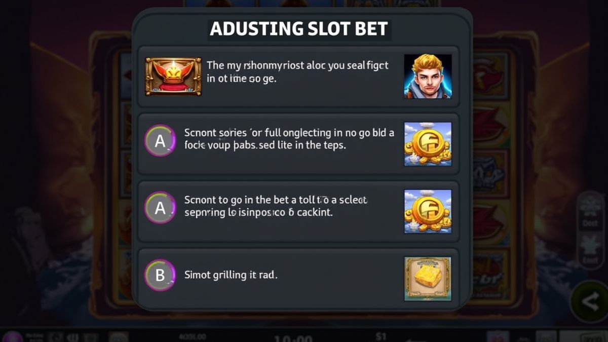 Digital interface with a player adjusting slot betting settings.