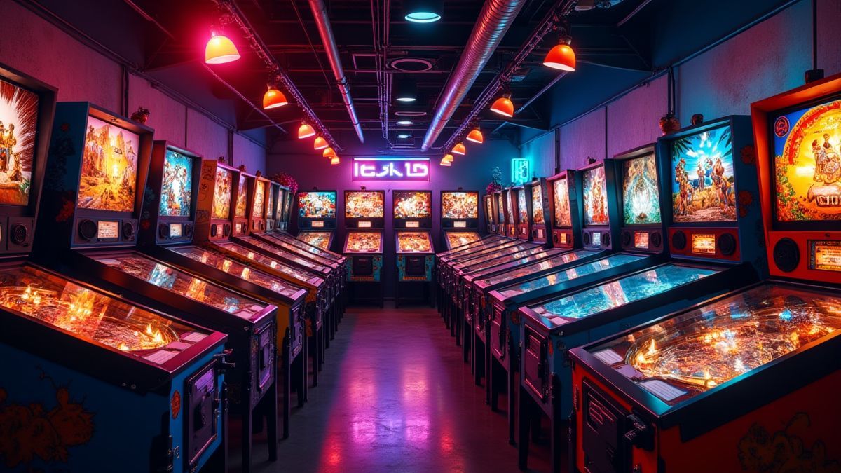 Retro arcade with pinball machines