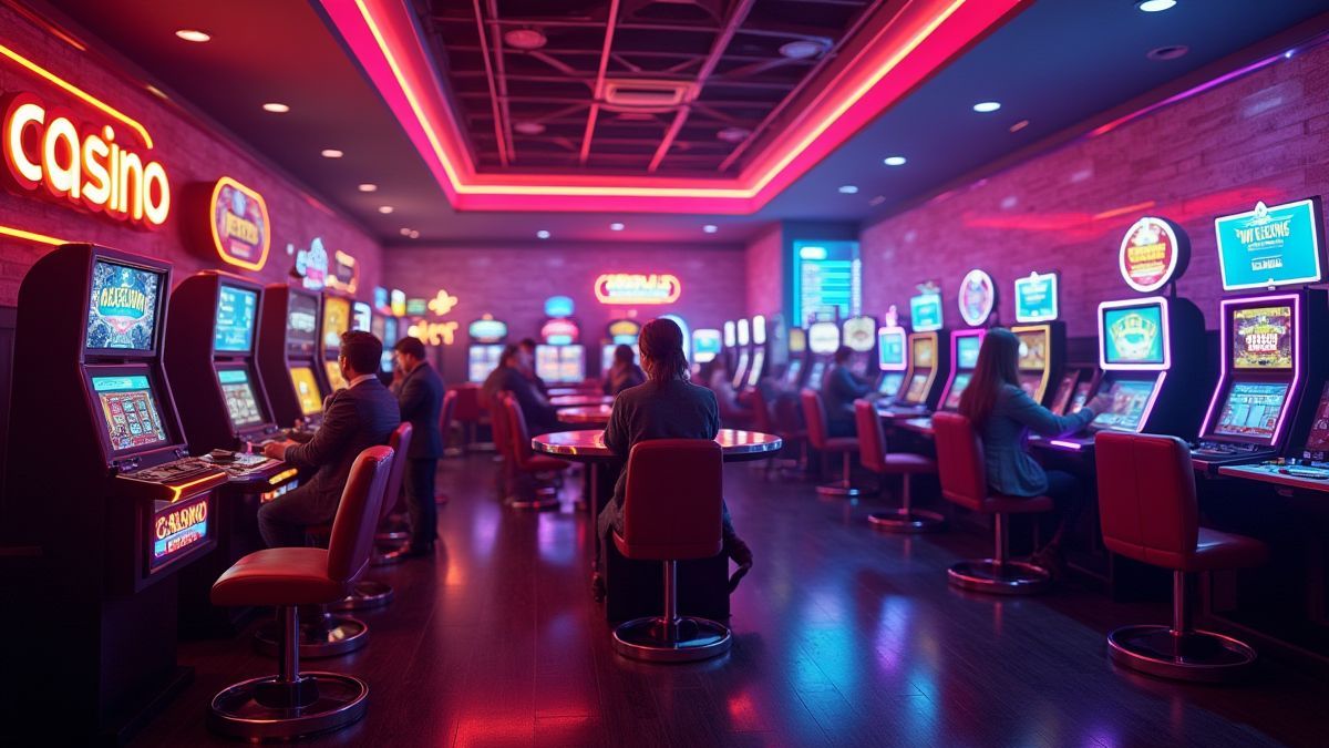 Retro casino lit with neon lights