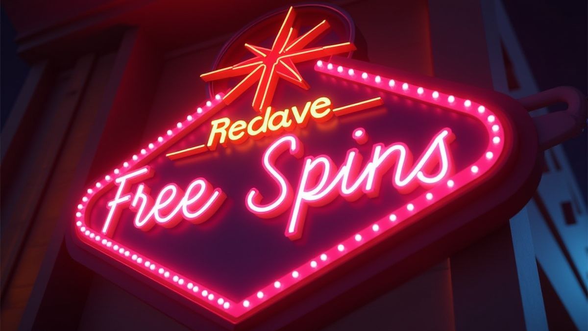 A bright neon sign with the words 'Free Spins' in a Las Vegas setting.