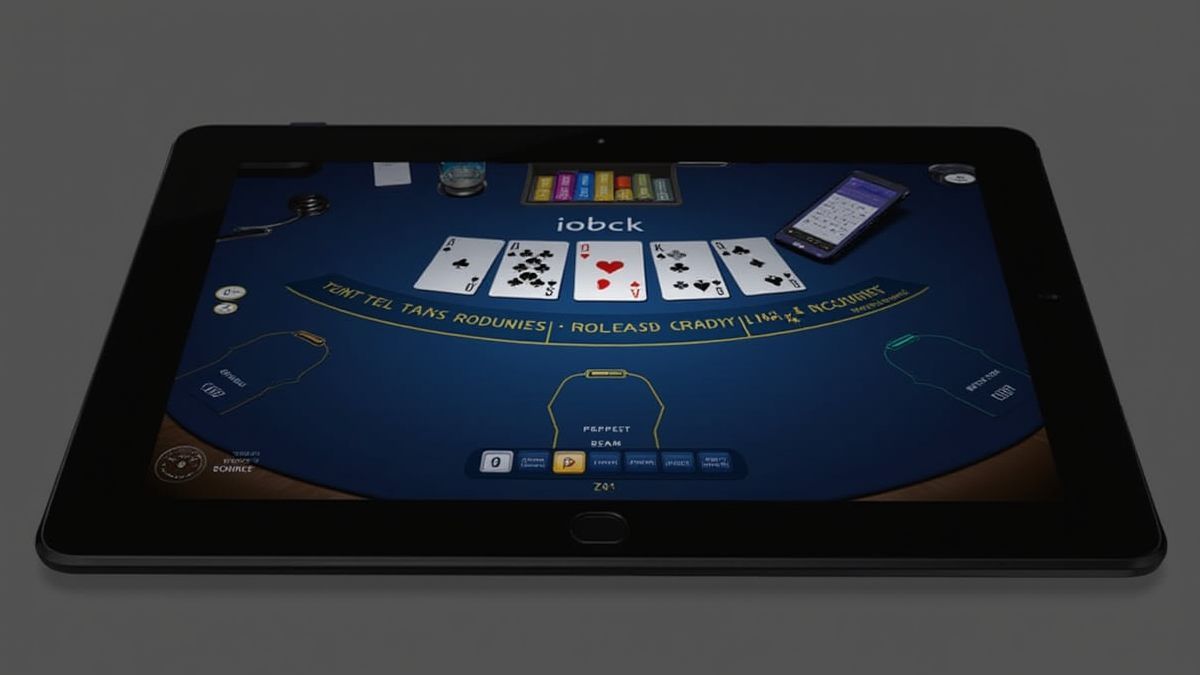 Interfaz moderna de blackjack em uma tablet.