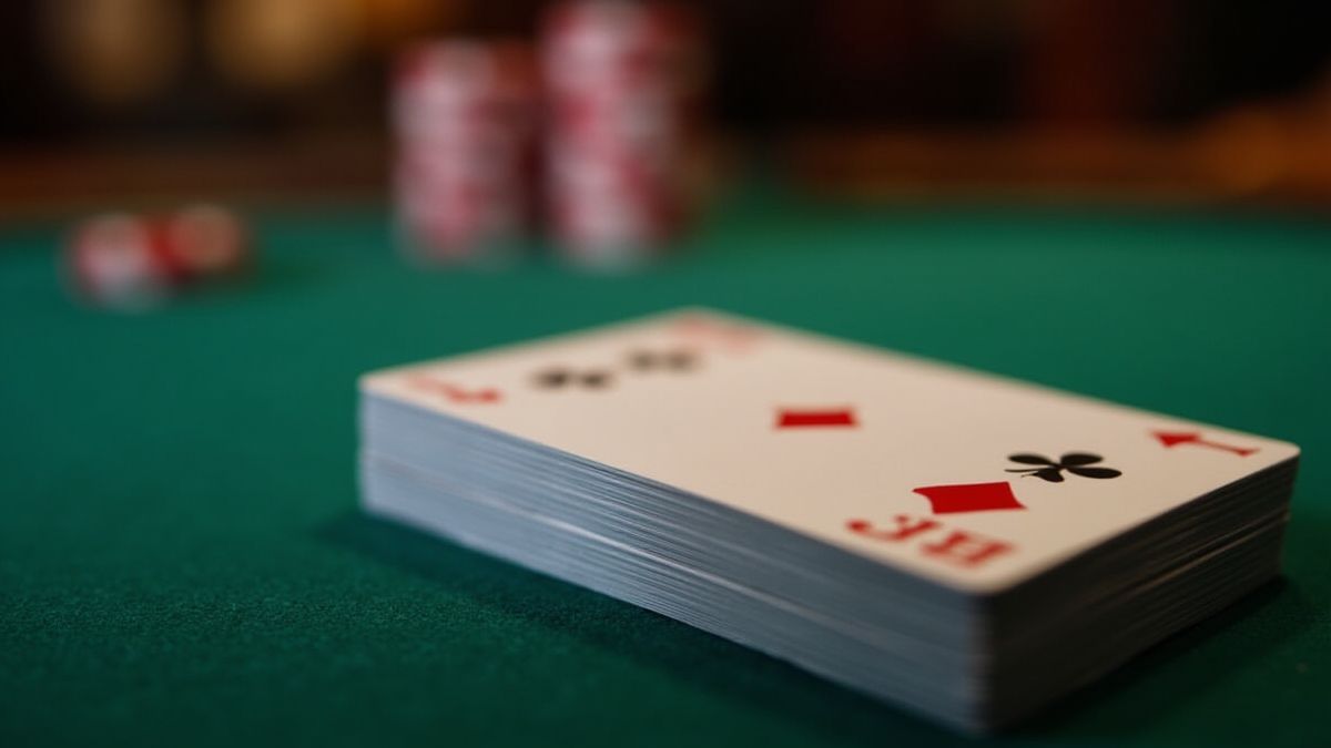 Baraja de cartas única en una mesa de casino.