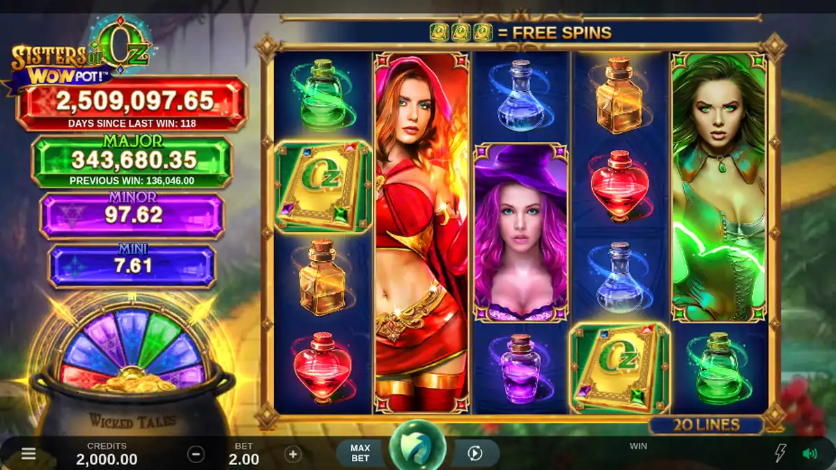 Jeu de base de Sisters of Oz WowPot