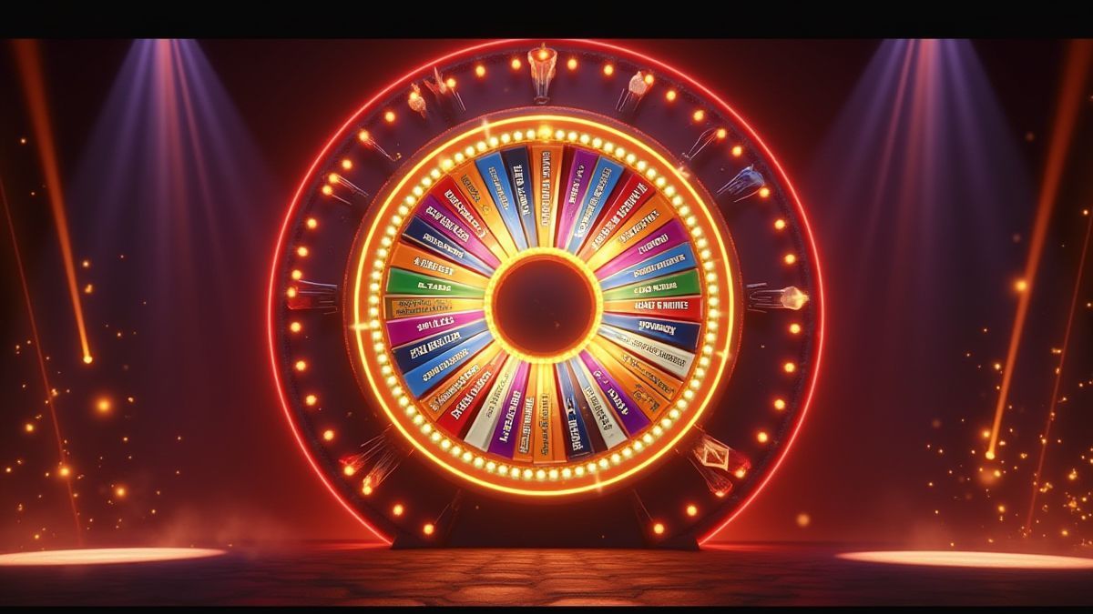 Roue de la fortune de luxe avec des lumières brillantes.