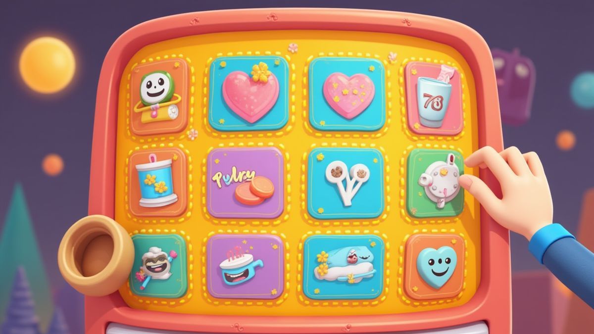 Scratch-off game panels with colorful animated design.