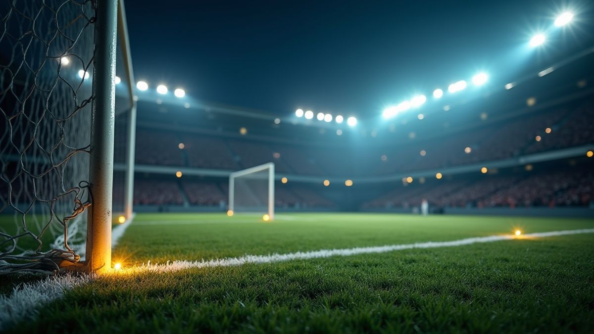 But de football avec des coins brillants montrant des multiplicateurs.