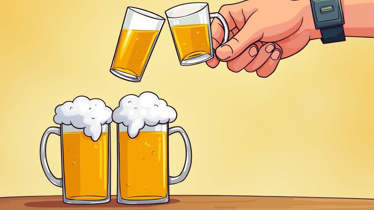 Hand, die Shotgläser in Bierkrüge fallen lässt.