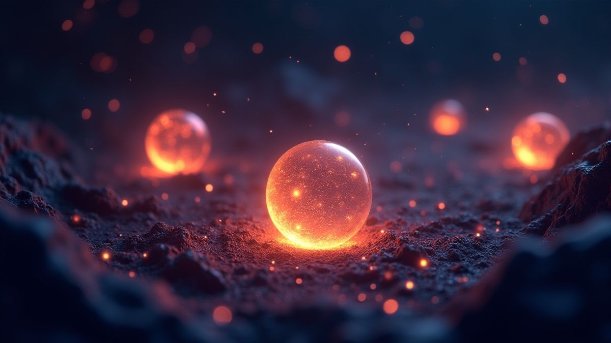 Glühende Scatter-Symbole in einem kosmischen Feld mit Planeten und Sternen.