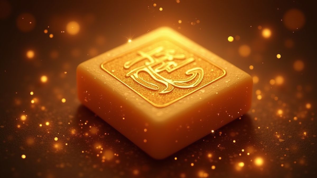 Fichas de Mahjong brillando con detalles dorados.
