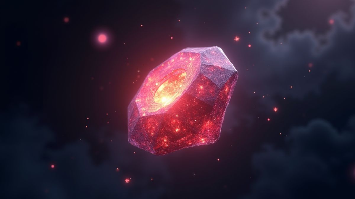 Una gema brillante flotando en el espacio exterior rodeada de estrellas.