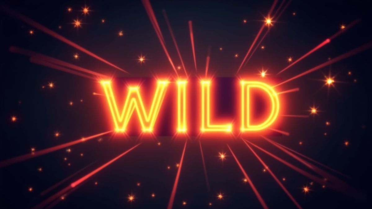 Leuchtendes Wild-Symbol umgeben von Laserstrahlen und Sternen.