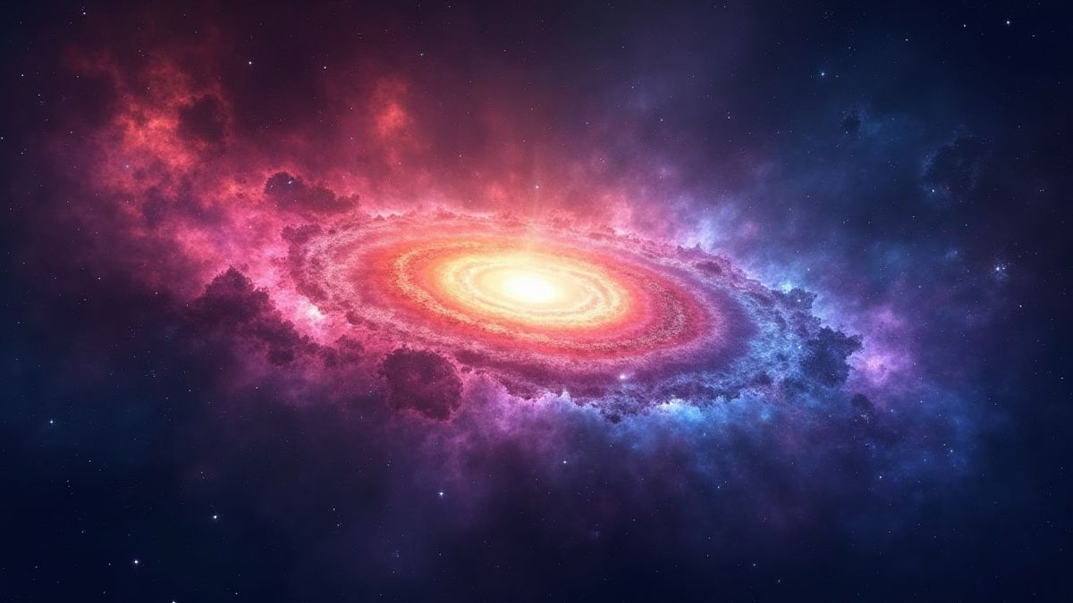 Galaxia brillante con múltiples colores y estrellas
