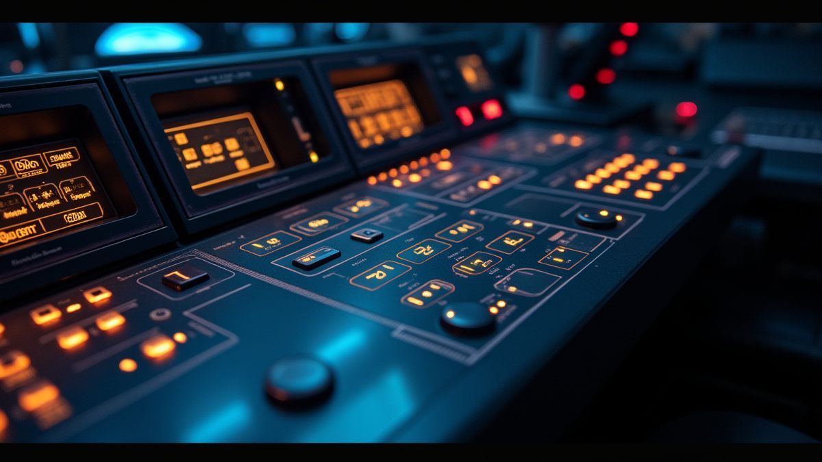 Panel de control de una nave espacial con diseño futurista
