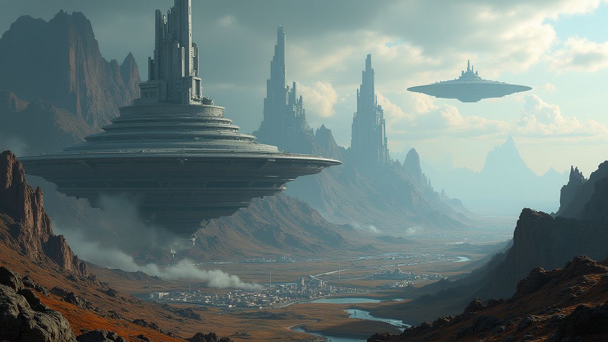 Futuristische Stadt auf einem fernen Planeten