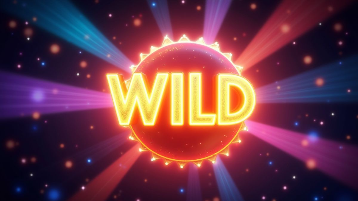 Wild symbol surrounded by colorful light beams