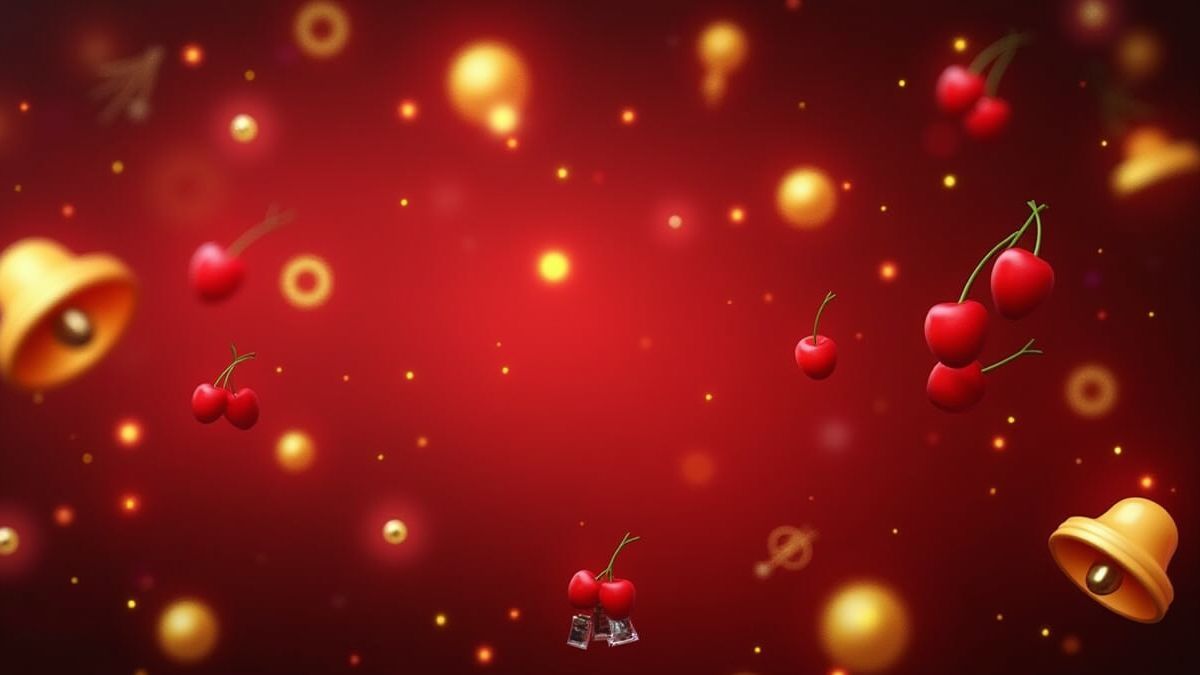 Bright casino background with classic slot symbols.