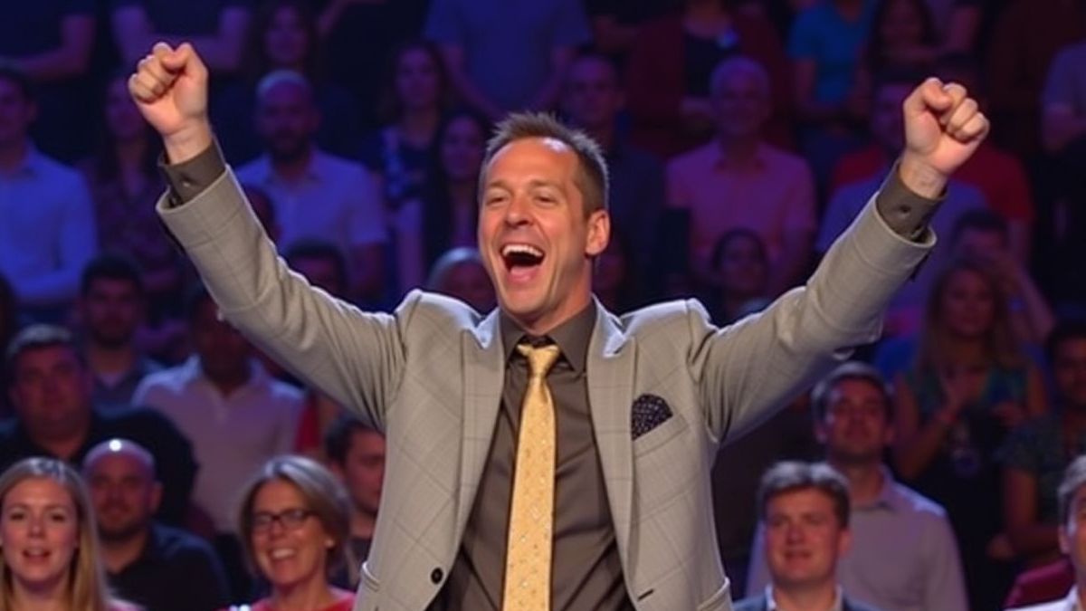 Concursante célébrant dans un programme de télévision.