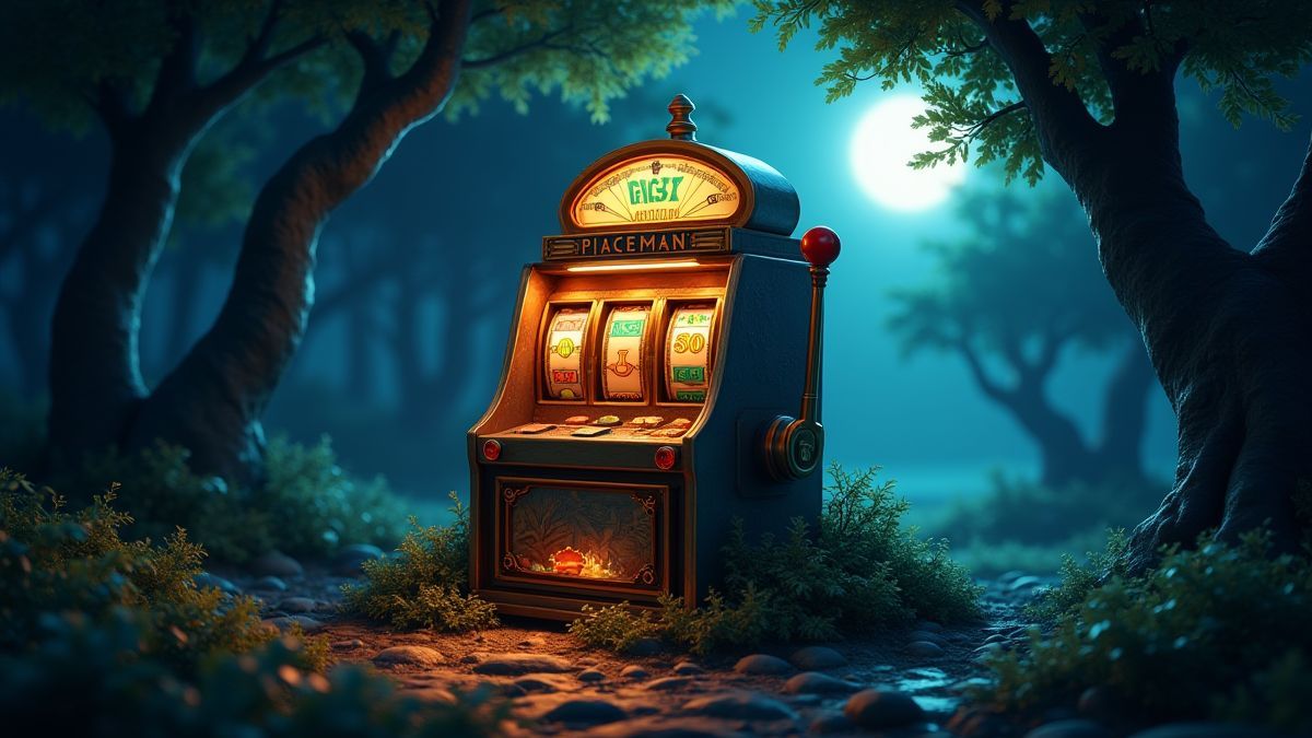 Slot machine surrounded by forest elements.