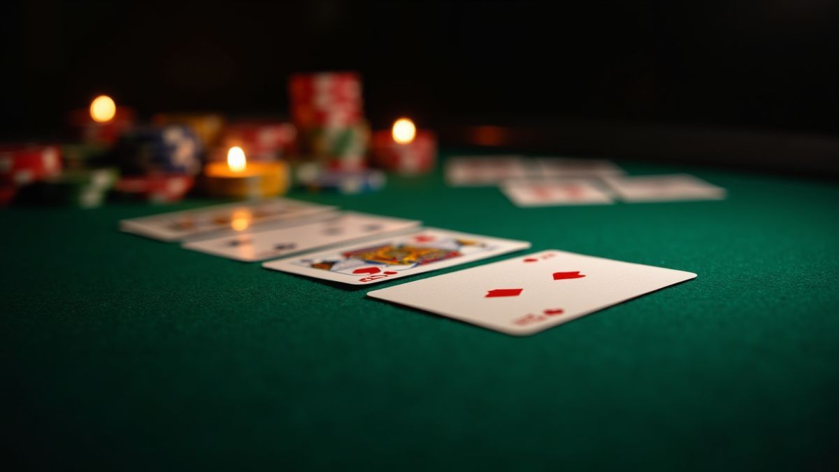 Cartas de pôker luminosas em uma mesa de jogo