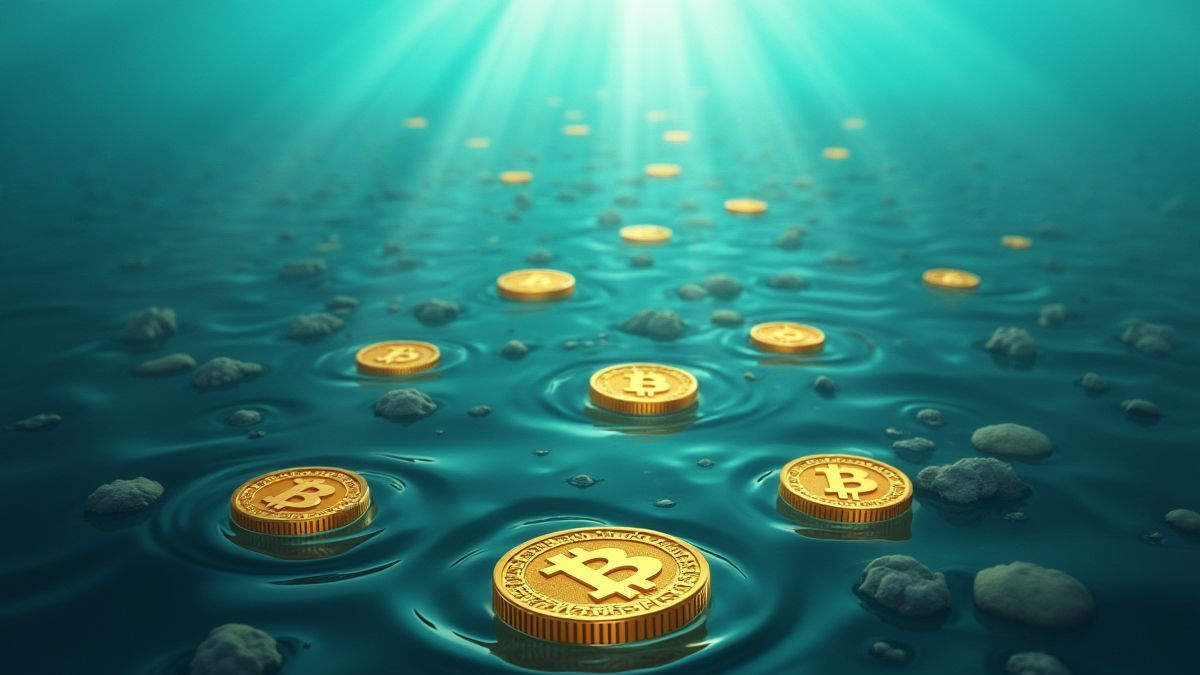 Monedas de oro en el fondo del océano.