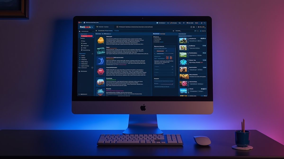 Pantalla mostrando una interfaz de desarrollo de juegos con diseños coloridos.